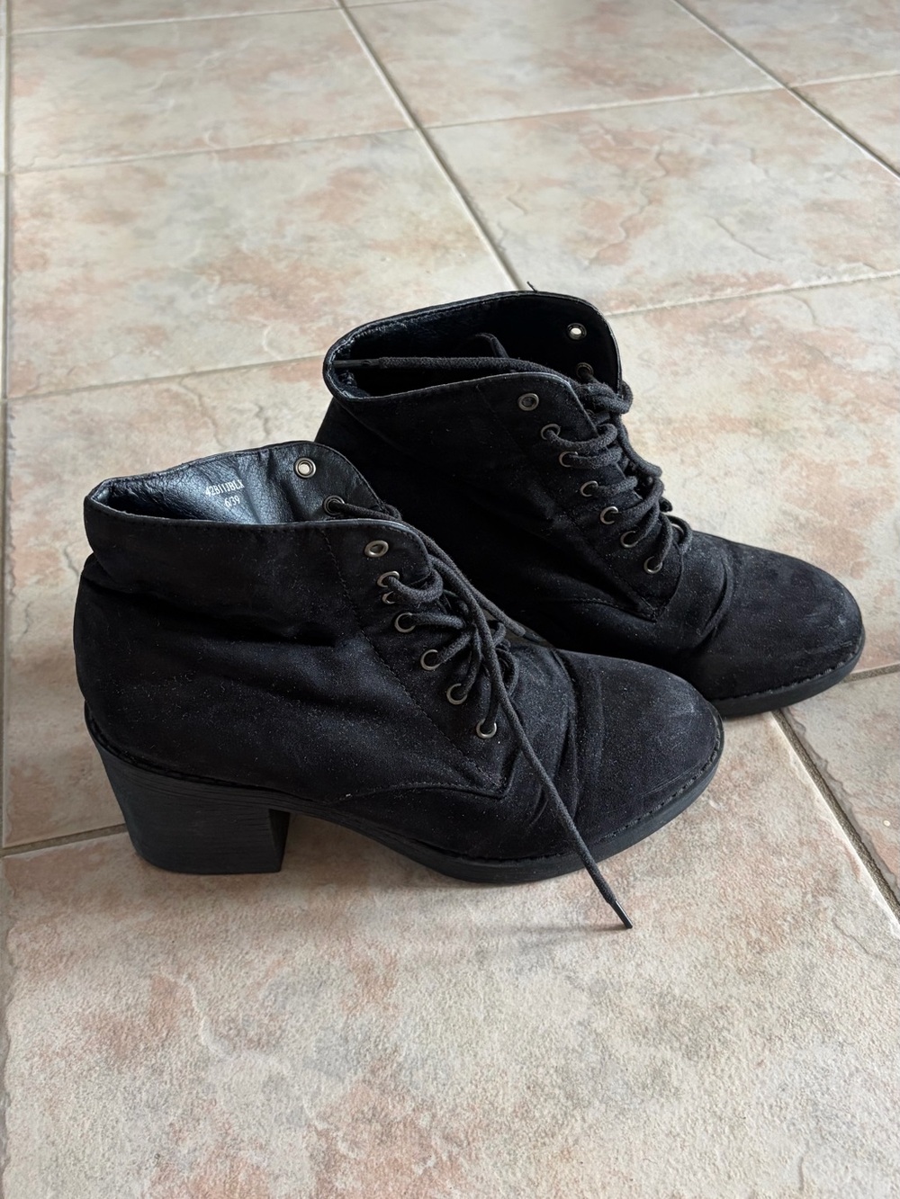 Topshop Black Suede Lace-Up Ankle Boots